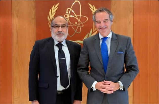 Chairman PAEC Dr. Raja Ali Raza, meets with DG IAEA Rafael Mariano Grossi during 66th GC, 2022 in Vienna, Austria.